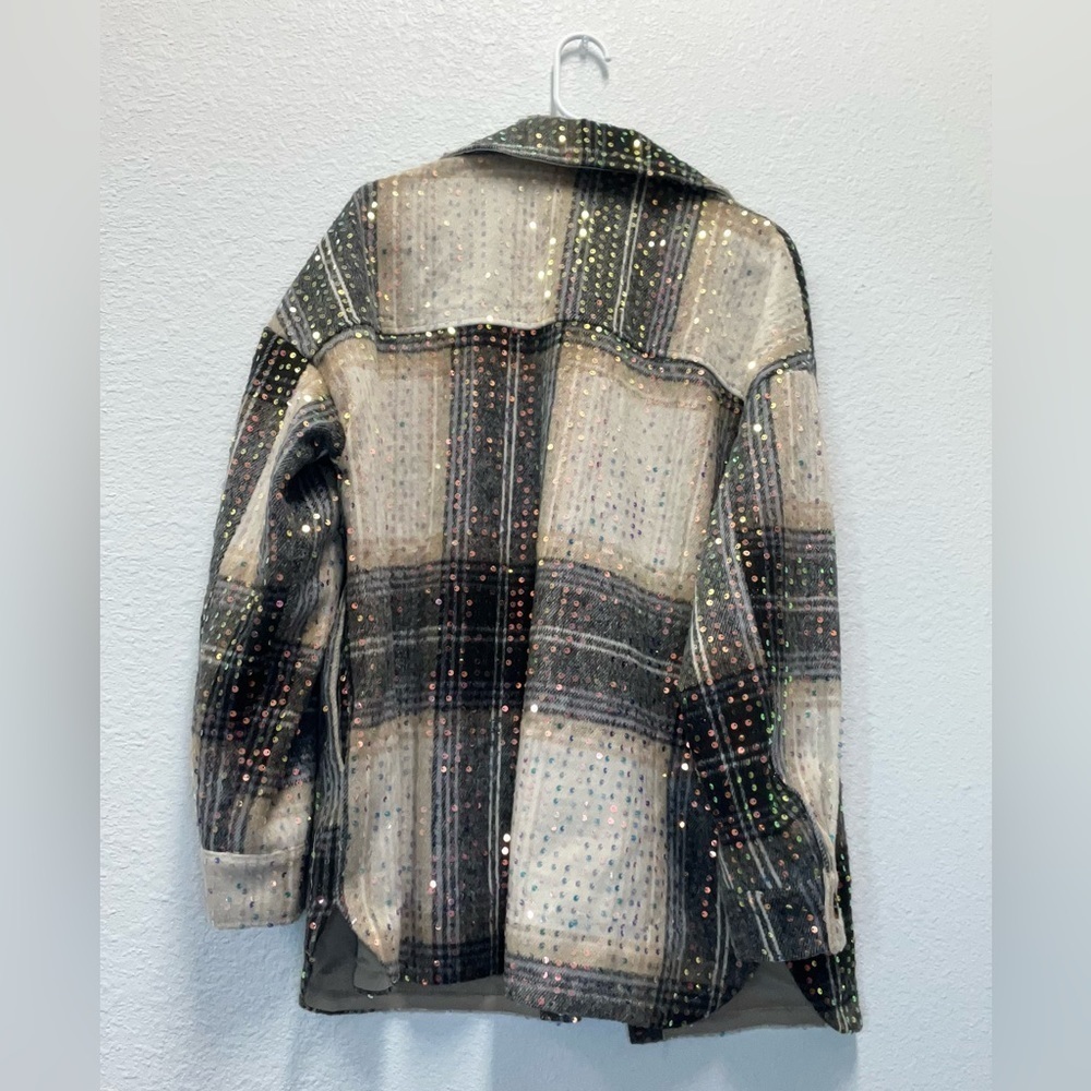 Jady k sequin plaid shacket size large - Picture 3 of 3